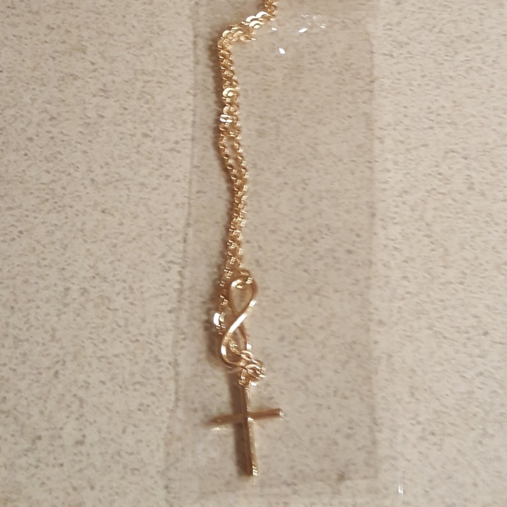 New gold infinity cross necklace